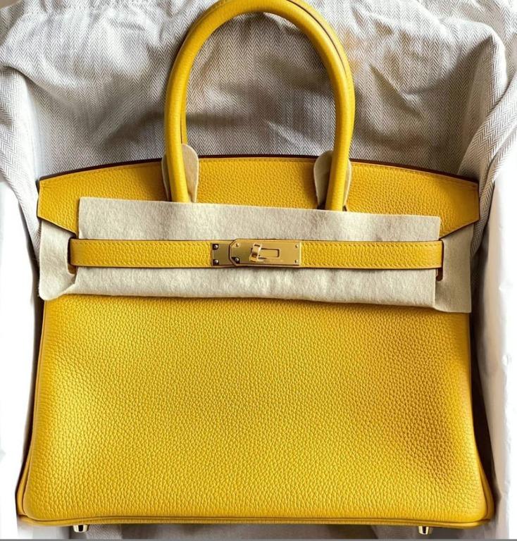 Hermes Jaune Ambre Togo GHW Birkin 25 Handbag