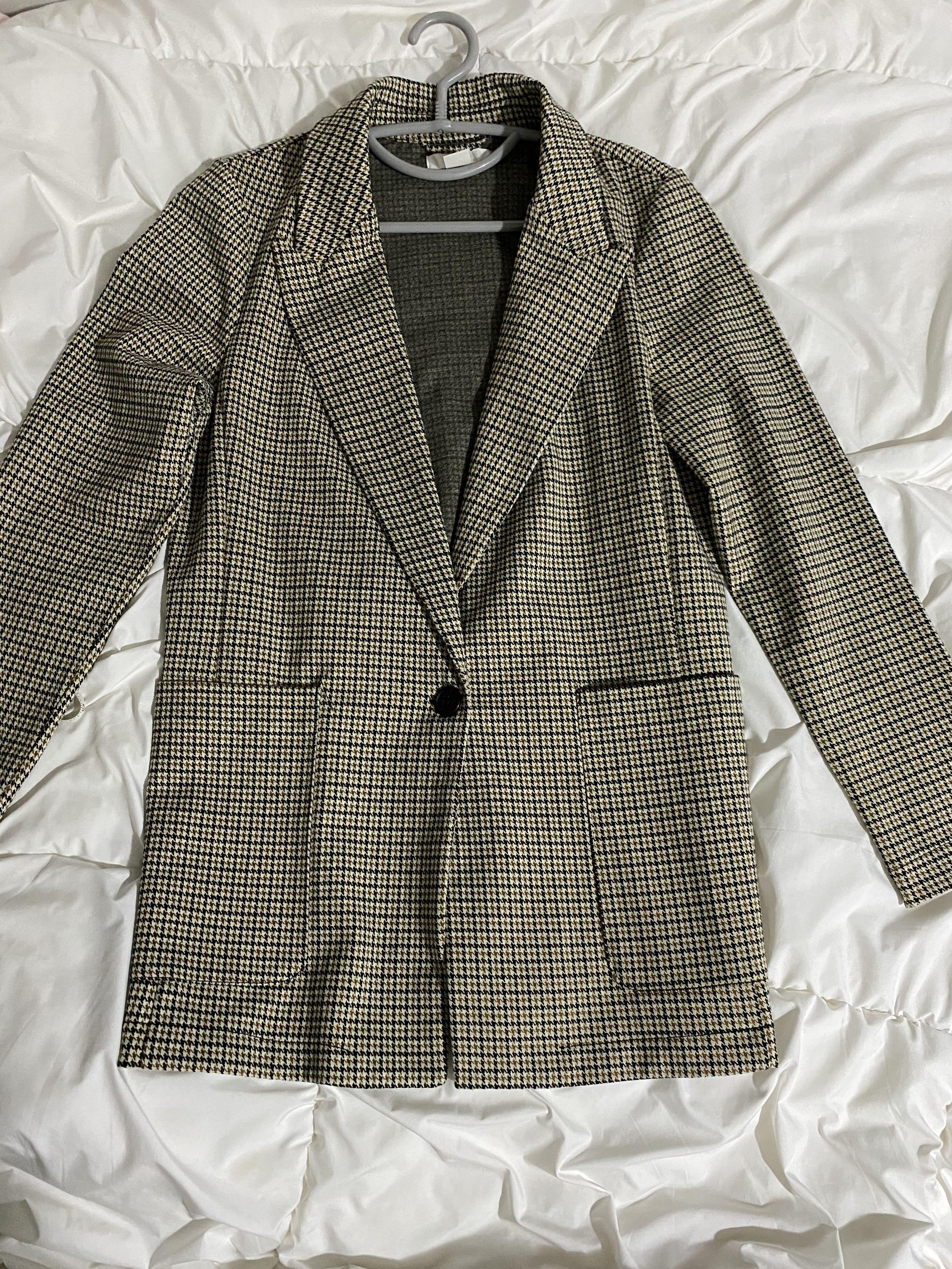 Checkered oversized blazer clearance