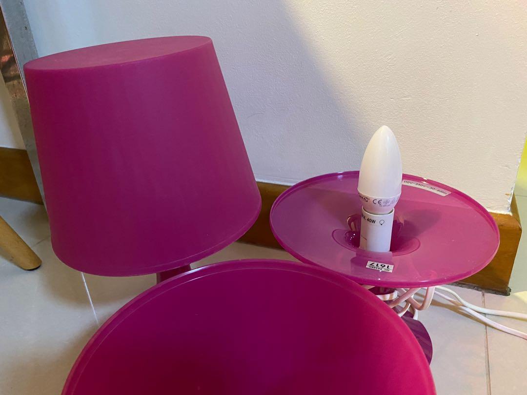 Ikea Lampan table lamp (pink), Furniture & Home Living, Lighting & Fans