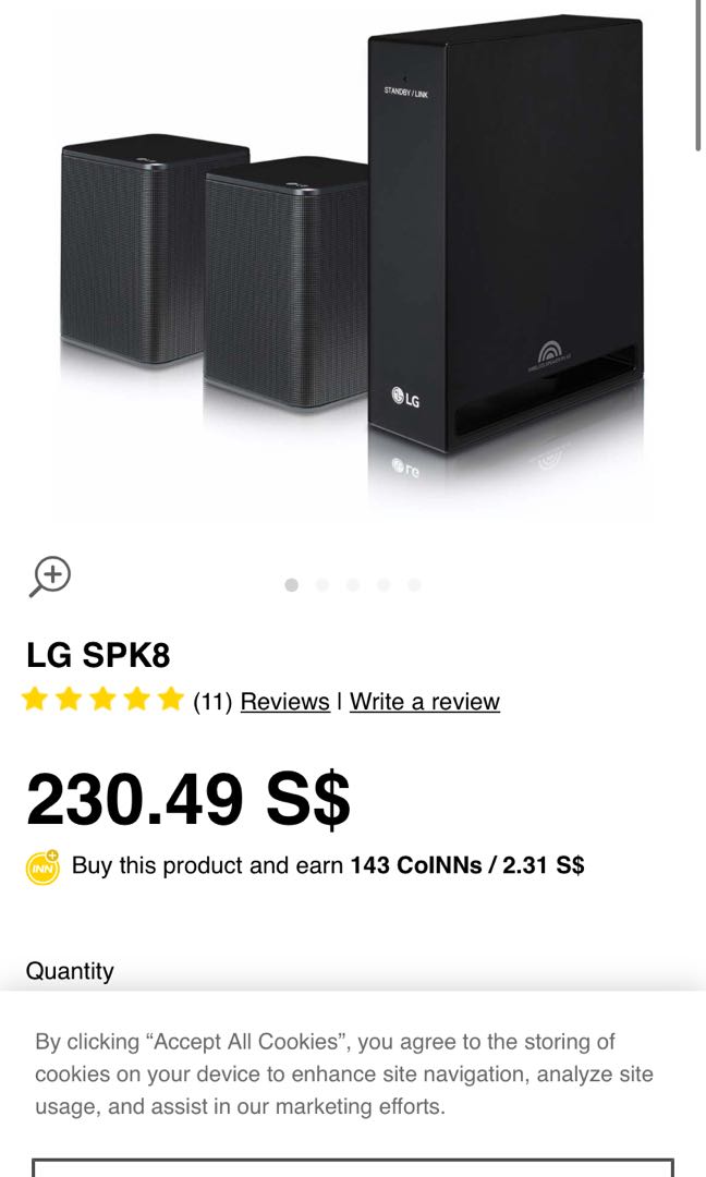 LG SPK8 Surround Sound Expansion, Audio, Soundbars, Speakers