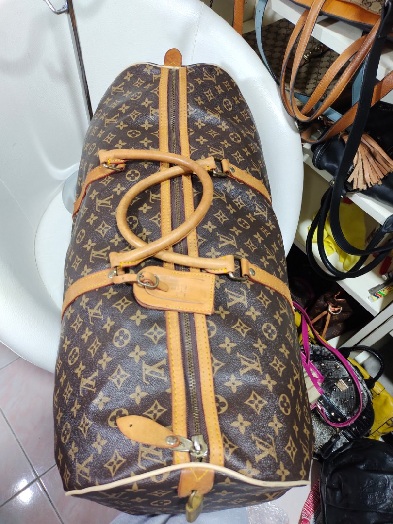 LV KEEPALL VINTAGE TRAVEL BAG SIZE 60 FULL LEATHER, Luxury, Bags \u0026 Wallets  on Carousell