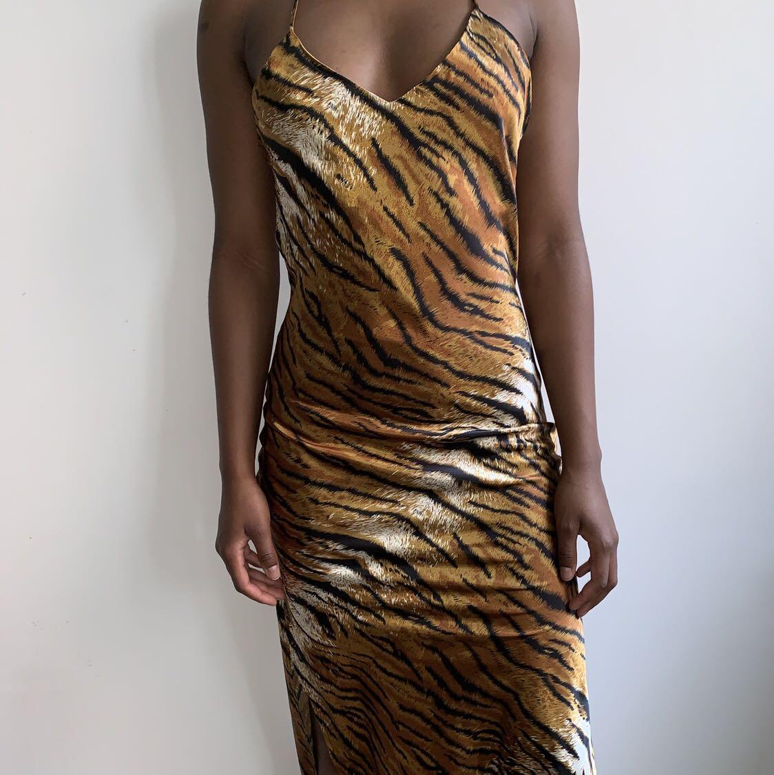 Tiger satin cheap slip dress