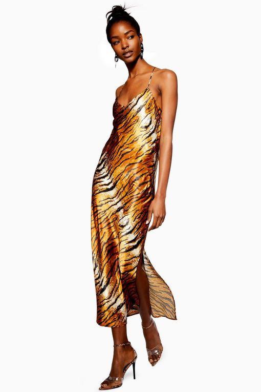 NEW Topshop tiger print satin slip dress Women s Fashion Dresses