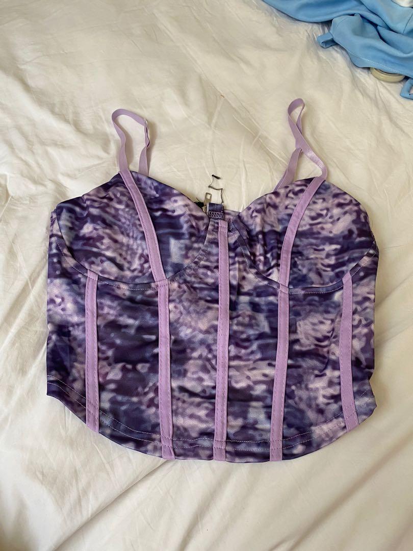 Purple floral corset top Clearance