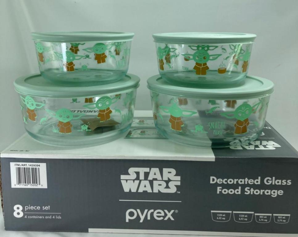 Pyrex Star Wars The Child 8 Piece Decorated Glass Food Storage Set  Mandalorian