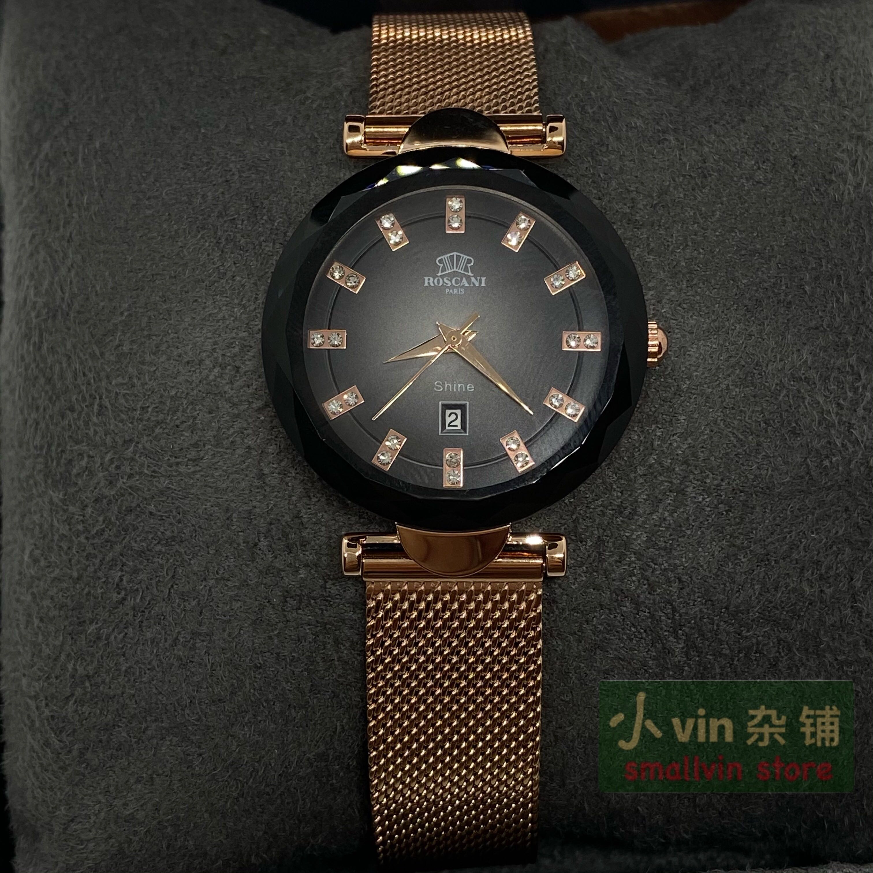 ROSCANI PARIS SHINE BLACK ROSE GOLD WOMEN WATCH BL S01