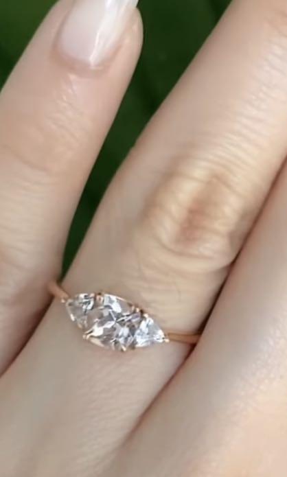 Royal morganite ring with white sapphire solid 14k rose gold