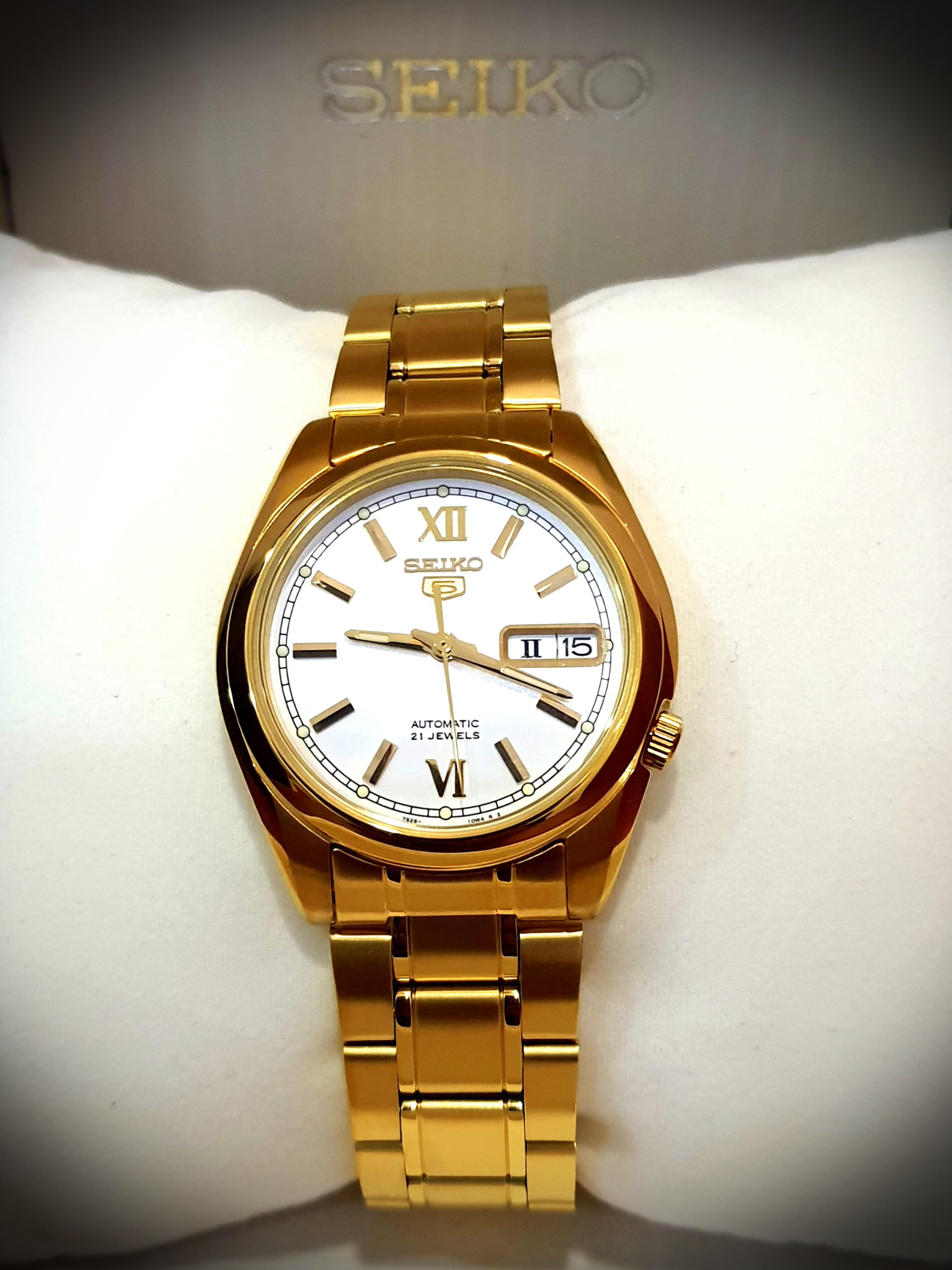 Seiko 5 automatic clearance gold watch price