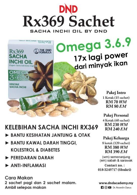 Rx369 Sacha Inchi Oil Sachet By Dr Noordin Darus Dnd Health Beauty Perfumes Nail Care Others On Carousell