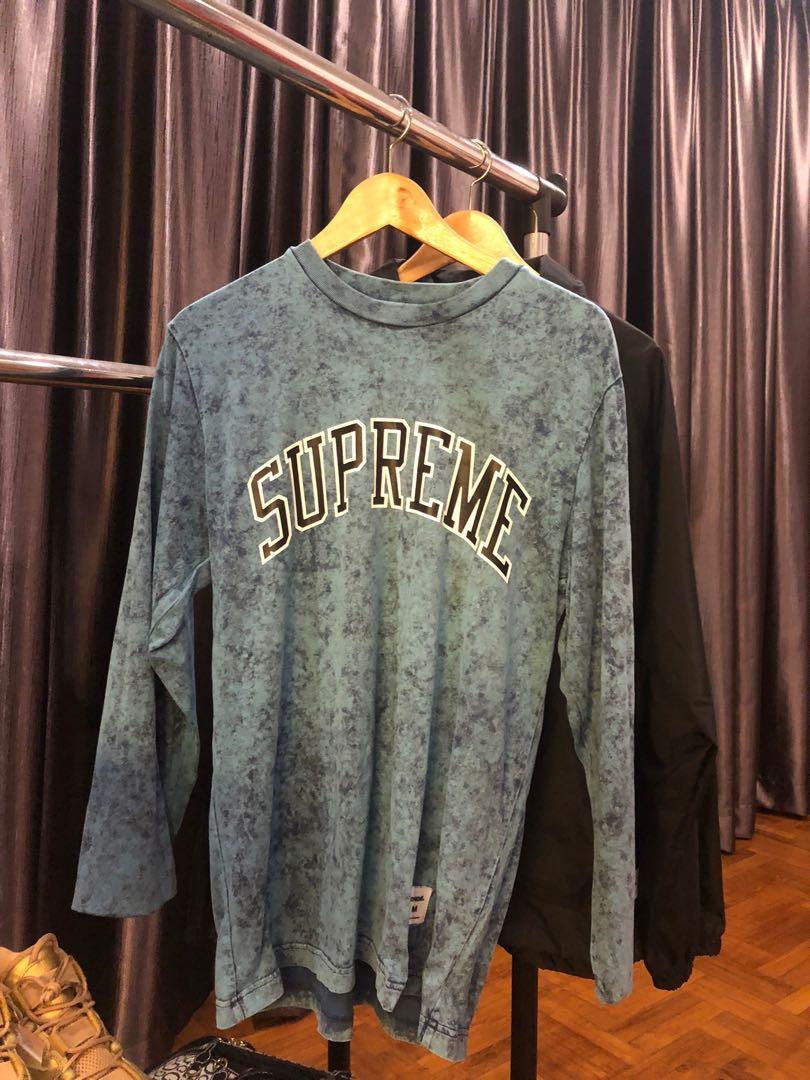 SUPREME ACID WASH ARC LOGO L S TEE INDIGO M Men s Fashion