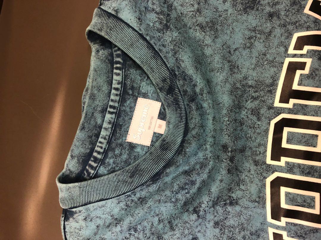 SUPREME ACID WASH ARC LOGO L S TEE INDIGO M
