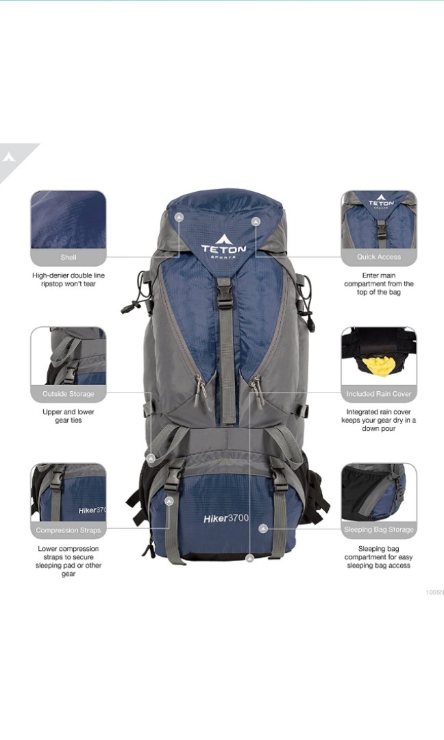 Price Reduced! Teton Sports Ultralight Backpack Hiker 3700 B / 60 litres, Men's Fashion, Bags