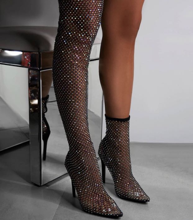 Bedazzled thigh high boots new arrivals