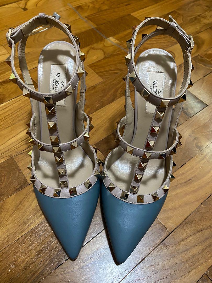 Blue valentino rockstud heels hot sale
