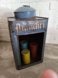 Vintage collectible biscuit tin lamp