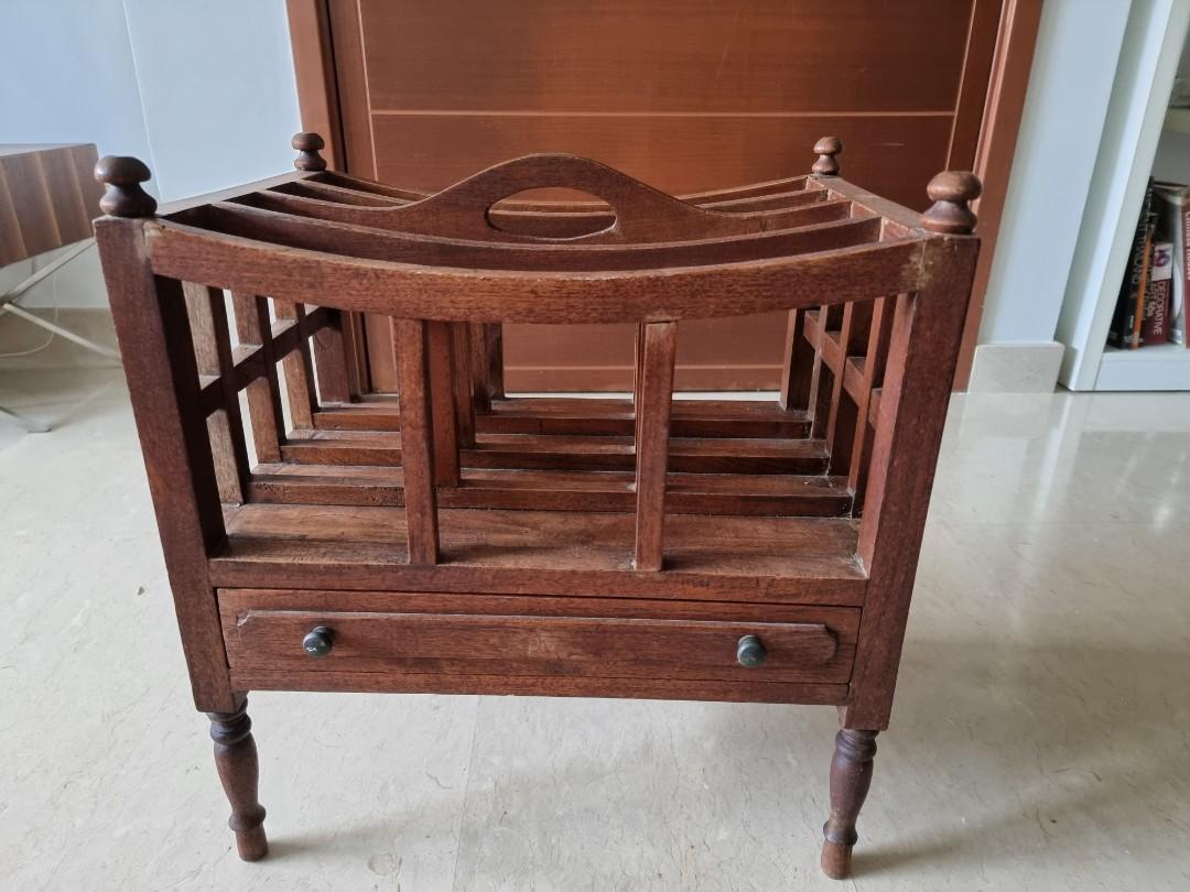 Vintage teak magazine rack, Furniture & Home Living, Furniture, Shelves