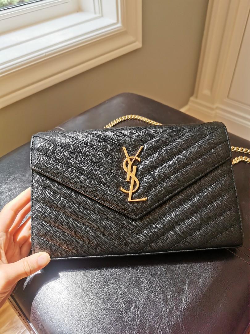 Ysl black clutch shop with black chain