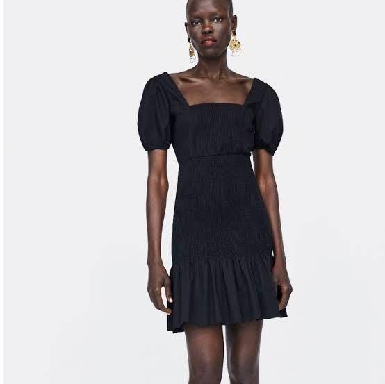 black puff sleeve dress zara