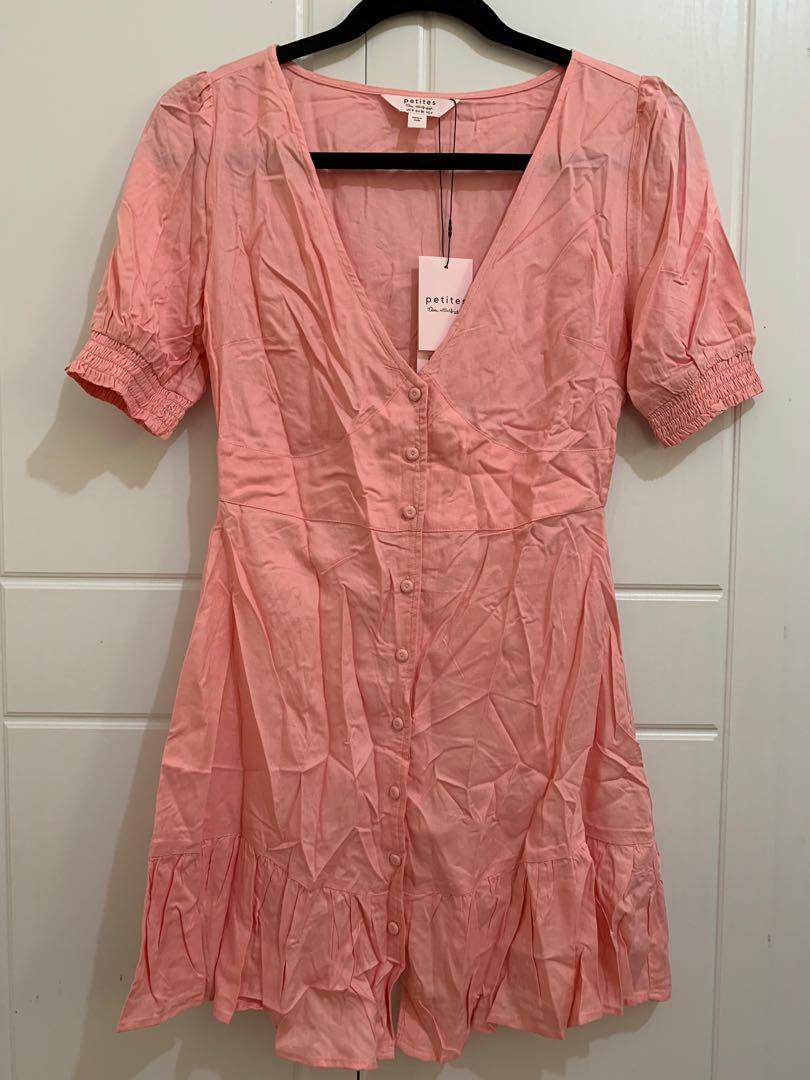 zara pink button dress