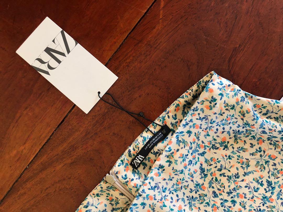 Zara Satin Floral Midi Skirt, Women's 