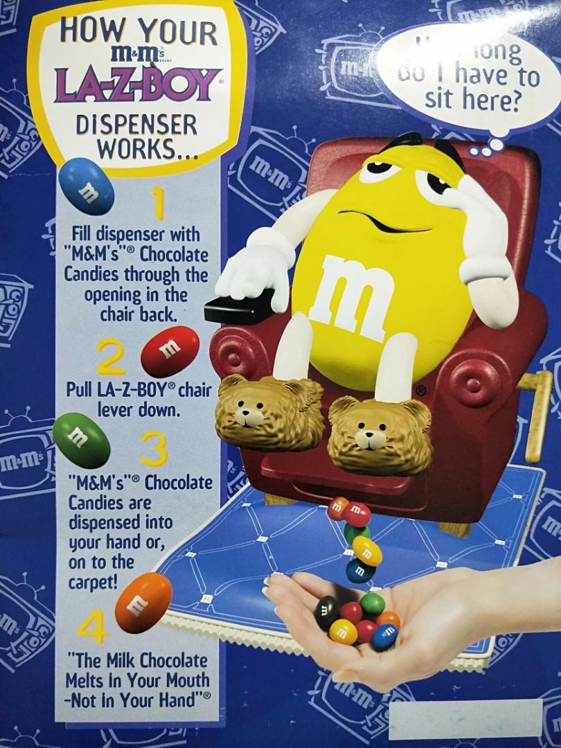 M&m's Yellow Lazy Boy Recliner Chair Candy Dispenser 