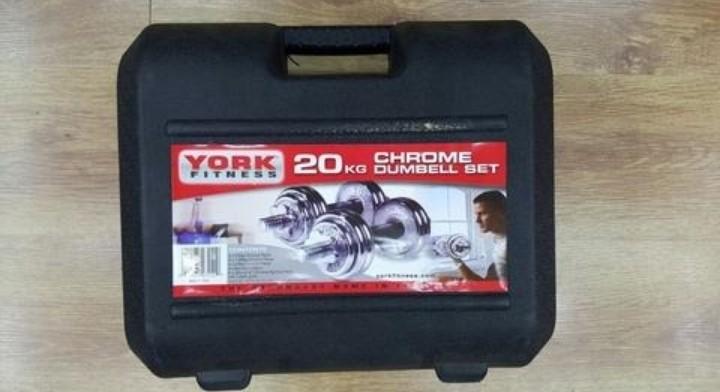 20kg York Fitness Dumbbell Set Sports Equipment Exercise Fitness Weights Dumbbells on Carousell