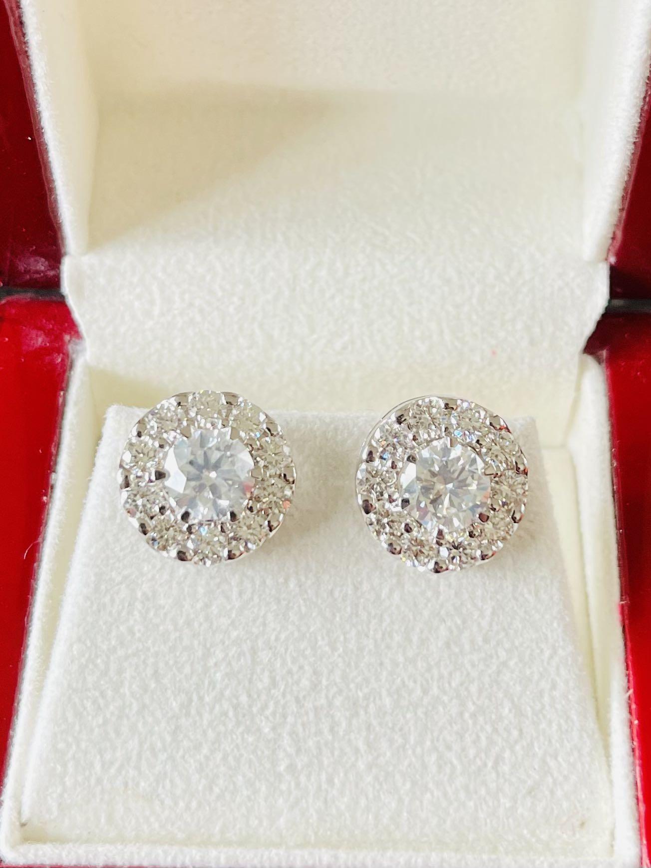 White gold sales diamond solitaire earrings