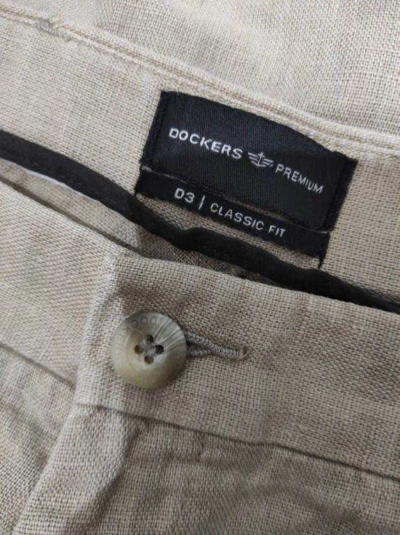 73. Dockers Cotton Linen Pants Khaki 34 Men s Fashion Bottoms