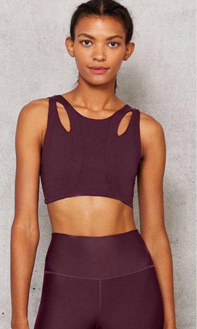 Alo Arch Crop Tank in Black Plum Women s Fashion Activewear on