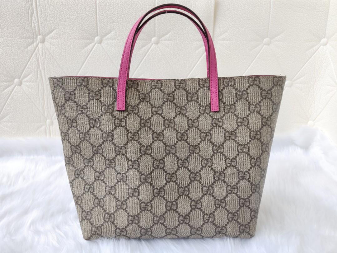 Gucci children's gg supreme bow cheap tote