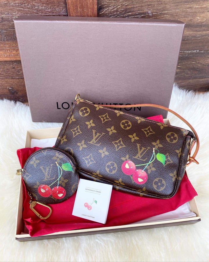 Louis Vuitton Vernis Felicie Pochette Chain Wallet Cherry