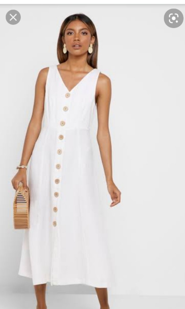 Mango white deals button dress