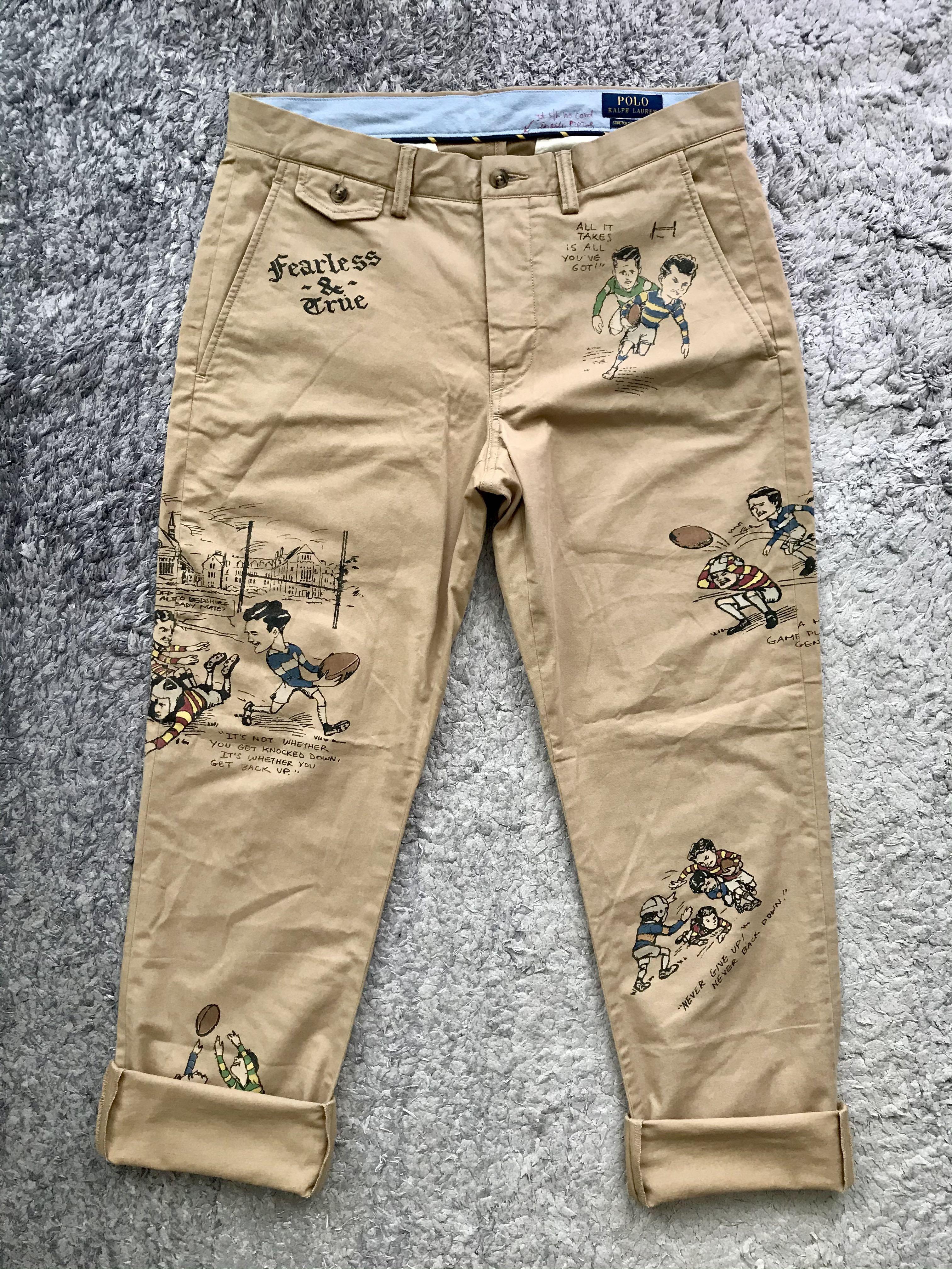 Polo Ralph Lauren 32 Graphic Chino Pants Jeans RRL Rugby University Class  Of 67