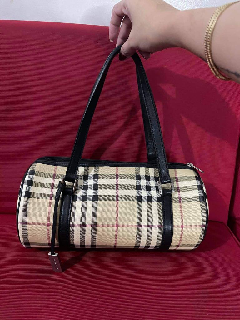 AUTH Burberry Pink Barrel Bag -Early 2000s