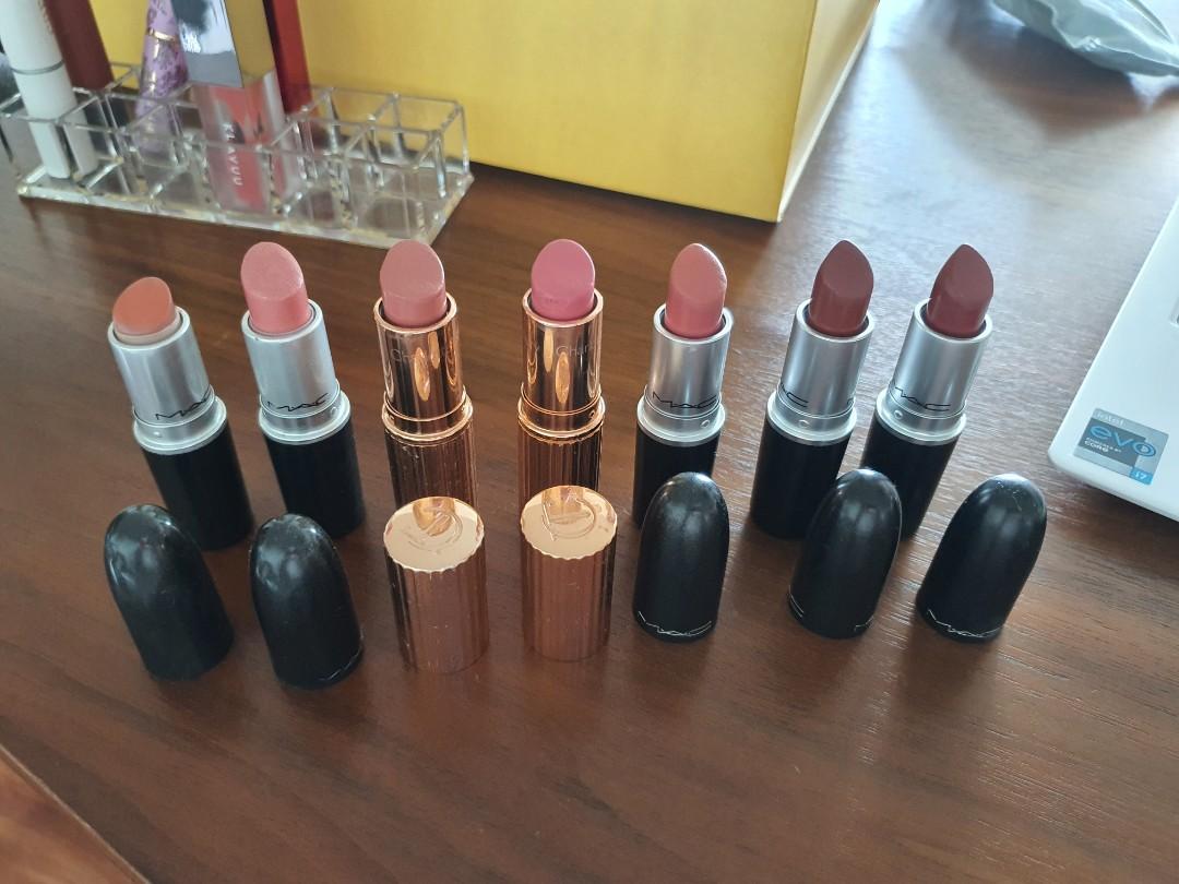 CHARLOTTE TILBURY & MAC lipstick 7pcs (Category: Makeup) located in Makati City. Submitted by akc2020 (Listing ID 1092614997, Image 1). Description: selling all 7 lipsticks for P1500.