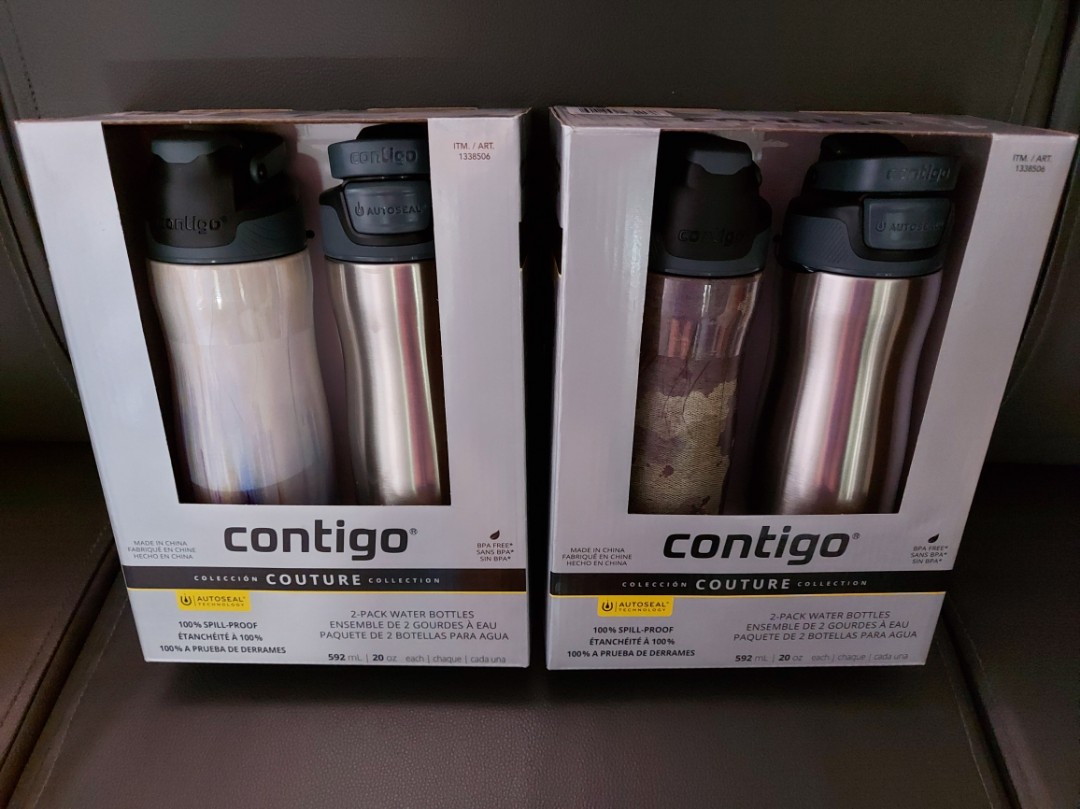 Contigo Autoseal Couture 20oz Vacuum Insulated Stainless Steel Water Bottle,  2-pack