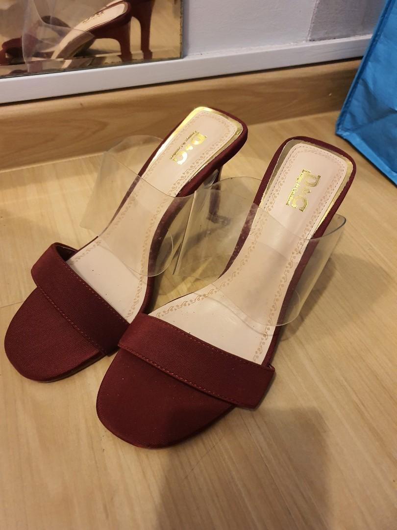 Red 2 inch heel sandals on sale