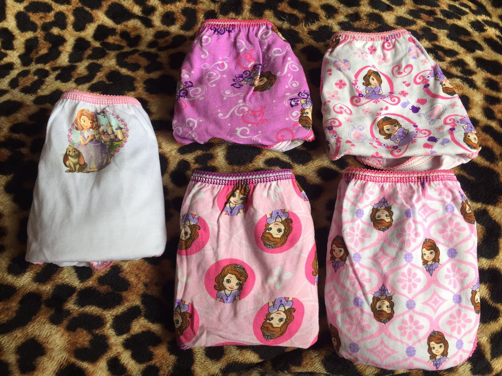 Disney Underwear Size 6 Take All 100 From 150! (Category: Other Baby Bathing & Changing Needs) located in Makati City. Submitted by jennyitems (Listing ID 1092787210, Image 1). Description: 🌸 Brand: Disney 🌸 Size: 6 🌸 Assorted Design but all are Disney’s. 🌸 Take All 5pcs for Only 150! 🌸 Sofia The First: White, Violet, Pink, White-Pink, Fuschia 🌸 You May give it to your Daughter, Niece, Sister our Friend. 🌸 Condition: 10/10 Unused 🌸 Shippi