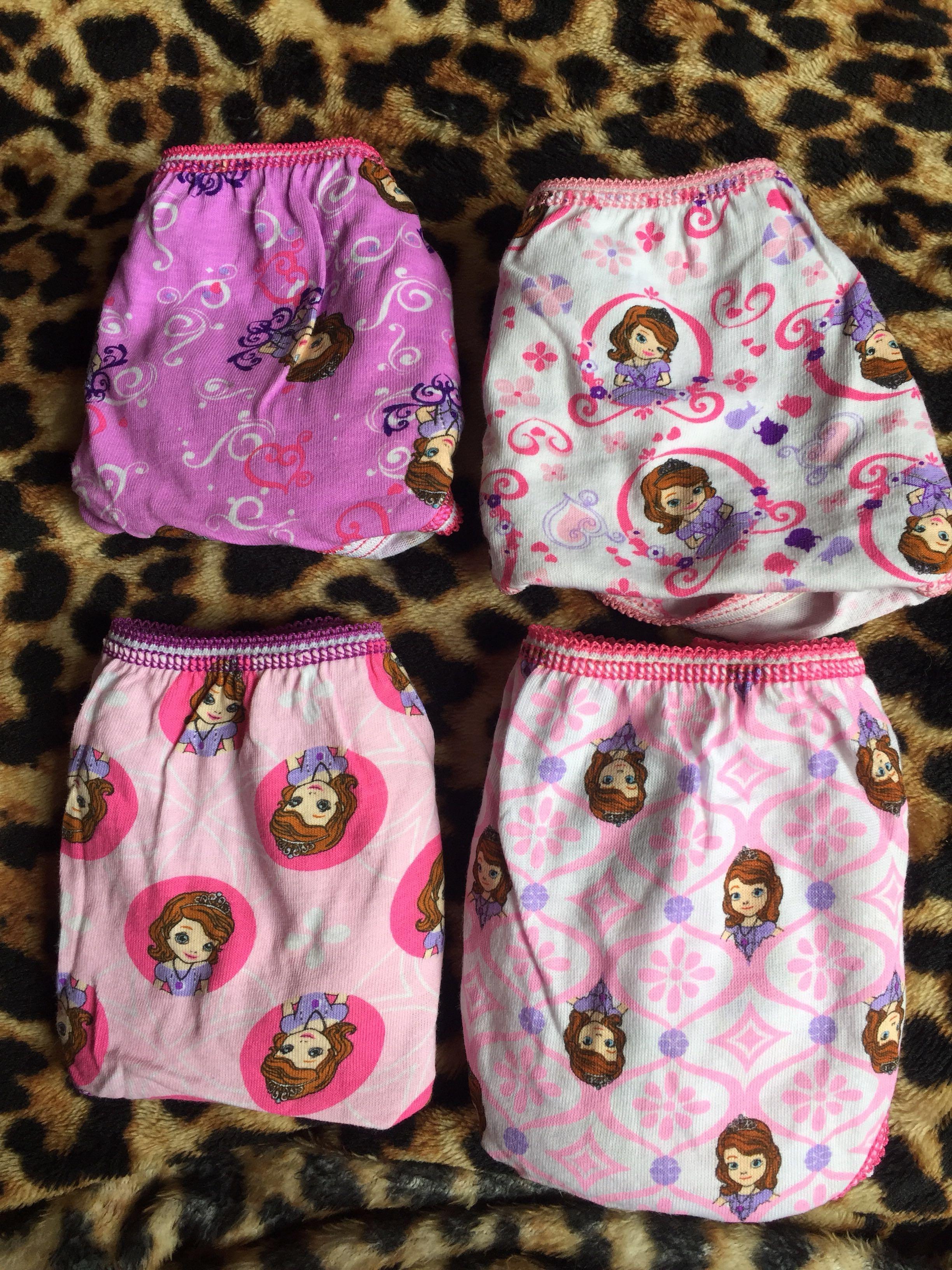 Disney Underwear Size 6 Take All 100 From 150! (Category: Other Baby Bathing & Changing Needs) located in Makati City. Submitted by jennyitems (Listing ID 1092787210, Image 2). Description: 🌸 Brand: Disney 🌸 Size: 6 🌸 Assorted Design but all are Disney’s. 🌸 Take All 5pcs for Only 150! 🌸 Sofia The First: White, Violet, Pink, White-Pink, Fuschia 🌸 You May give it to your Daughter, Niece, Sister our Friend. 🌸 Condition: 10/10 Unused 🌸 Shippi