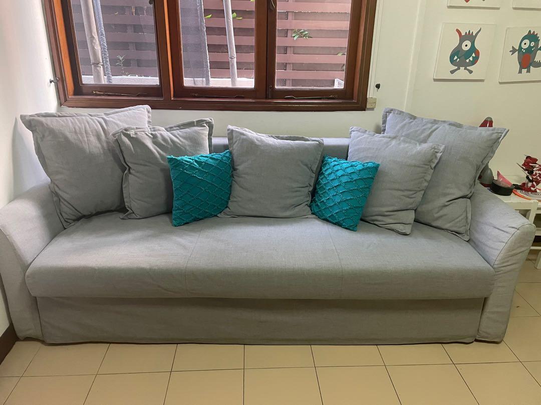 Grey Ikea Sofa Bed, Furniture & Home Living, Furniture, Sofas on Carousell