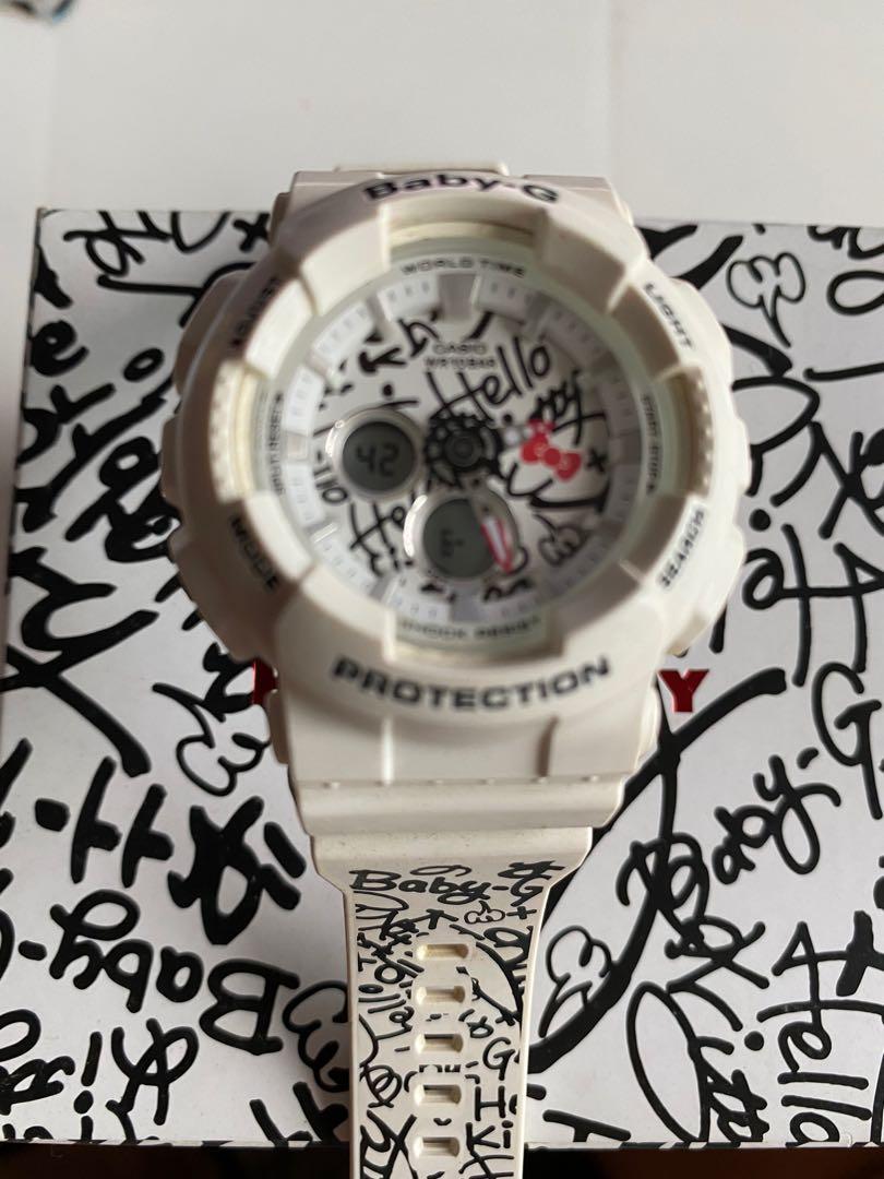 G Shock Baby G X Hello Kitty BA 120KT 7A White Watch Women s Fashion Watches Accessories Watches on Carousell