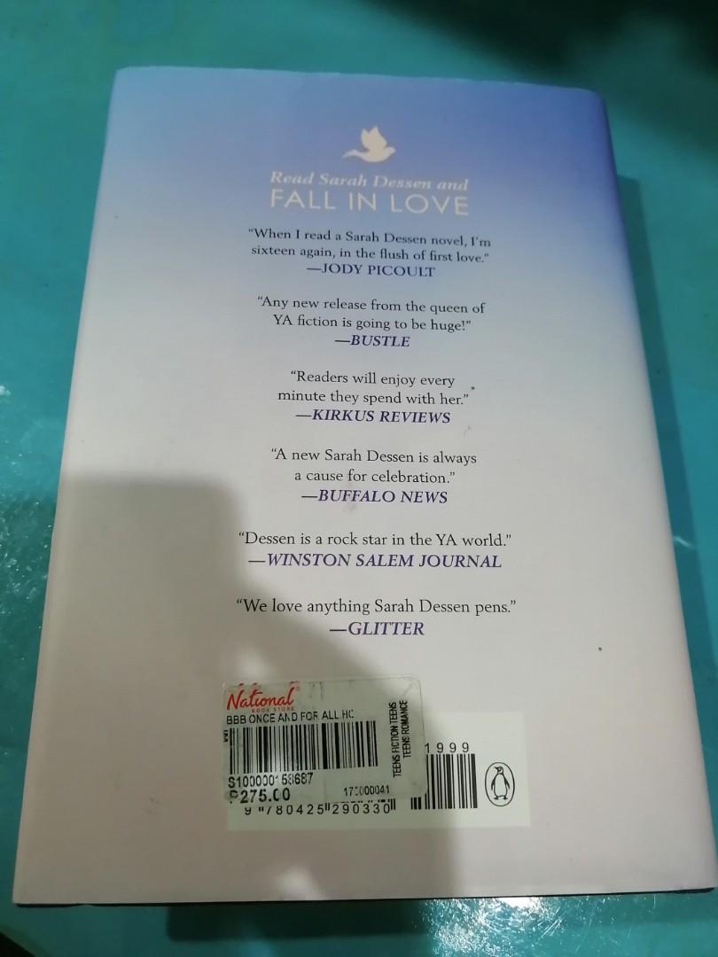 [hardbound] Once and for All by Sarah Dessen (Category: Storybooks) located in Manila. Submitted by kach08 (Listing ID 1092779920, Image 2). Description: hardbound, read once, good as new, taken good care of As bubbly as champagne and delectable as wedding cake, Once and for All, Sarah Dessen's thirteenth novel, is set in the world of wedding planning, where crises are routine. Louna, daughter of famed wedding planner Natalie Barrett, has seen ev