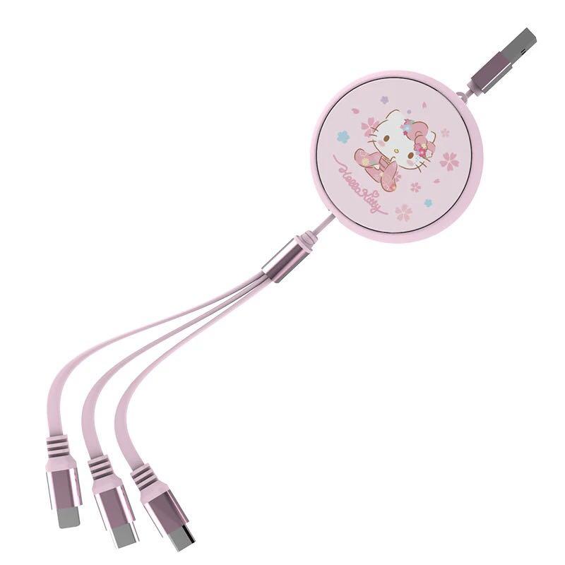 Hello Kitty三合一充電線, 手提電話, 電話及其他裝置配件, 其他電子周邊配件及產品- Carousell