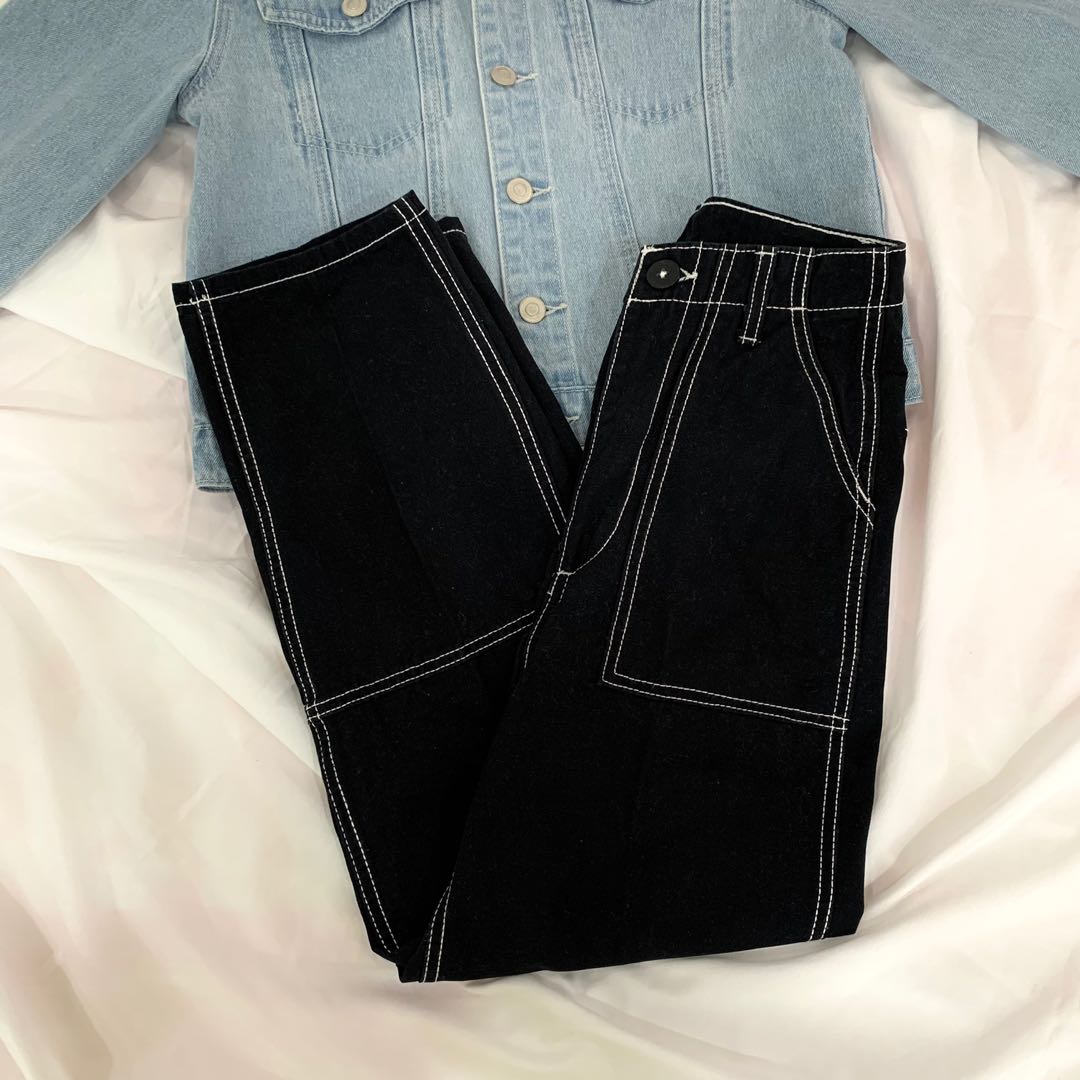 h\u0026m contrast stitch pants for petite 