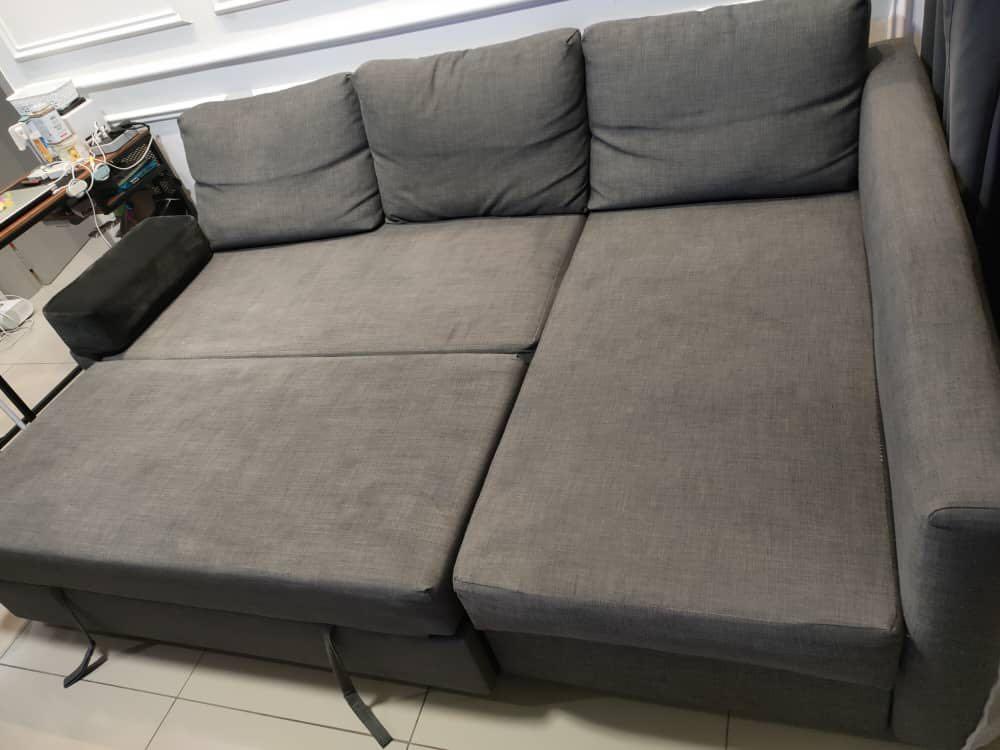 IKEA FRIHETEN Corner sofabed with storage, Skiftebo dark grey