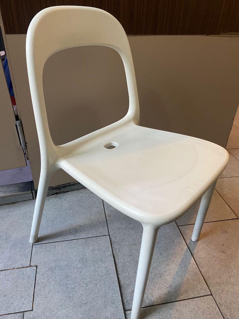 Ikea white plastic chair, Furniture & Home Living, Furniture, Tables