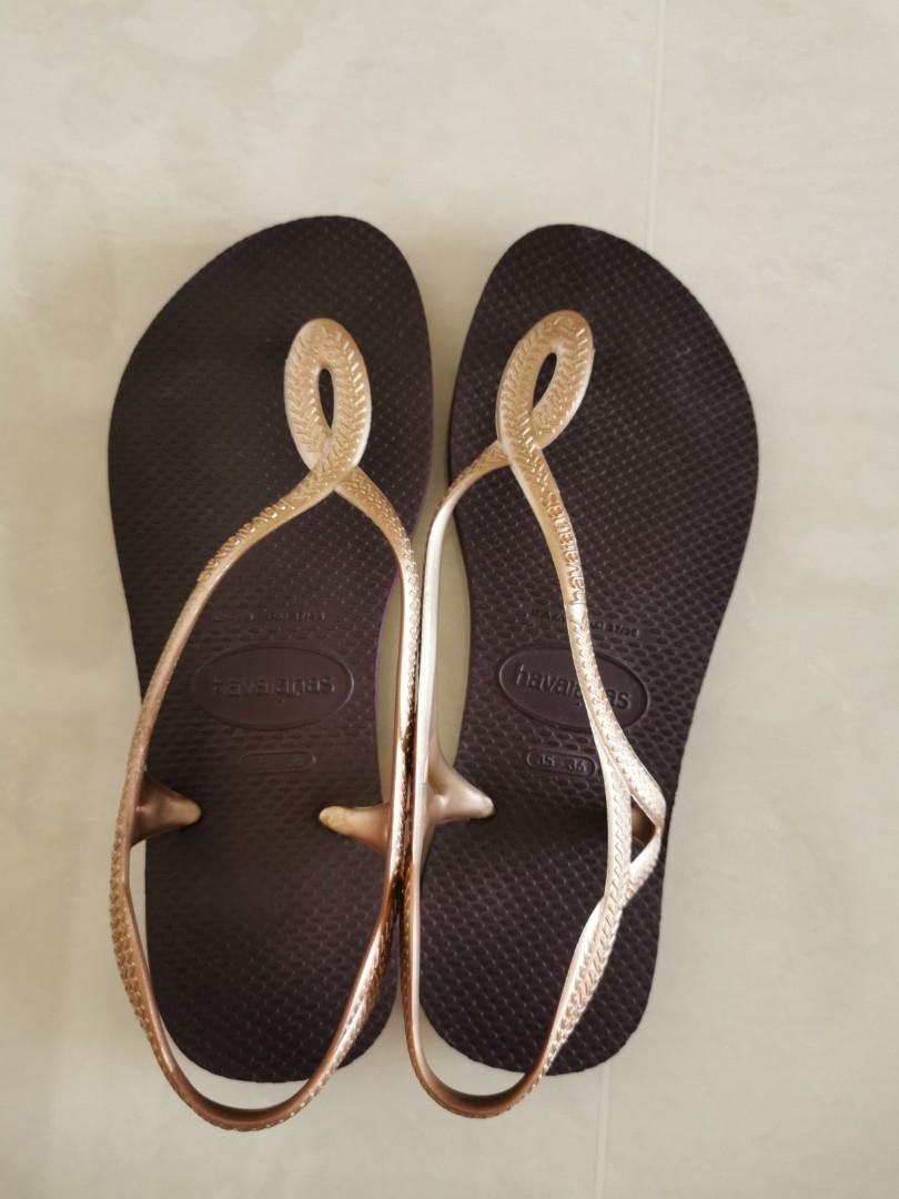 BNWOT 35 36 Aubergine Havaianas Luna Sandals Women s Fashion Footwear Sandals on Carousell