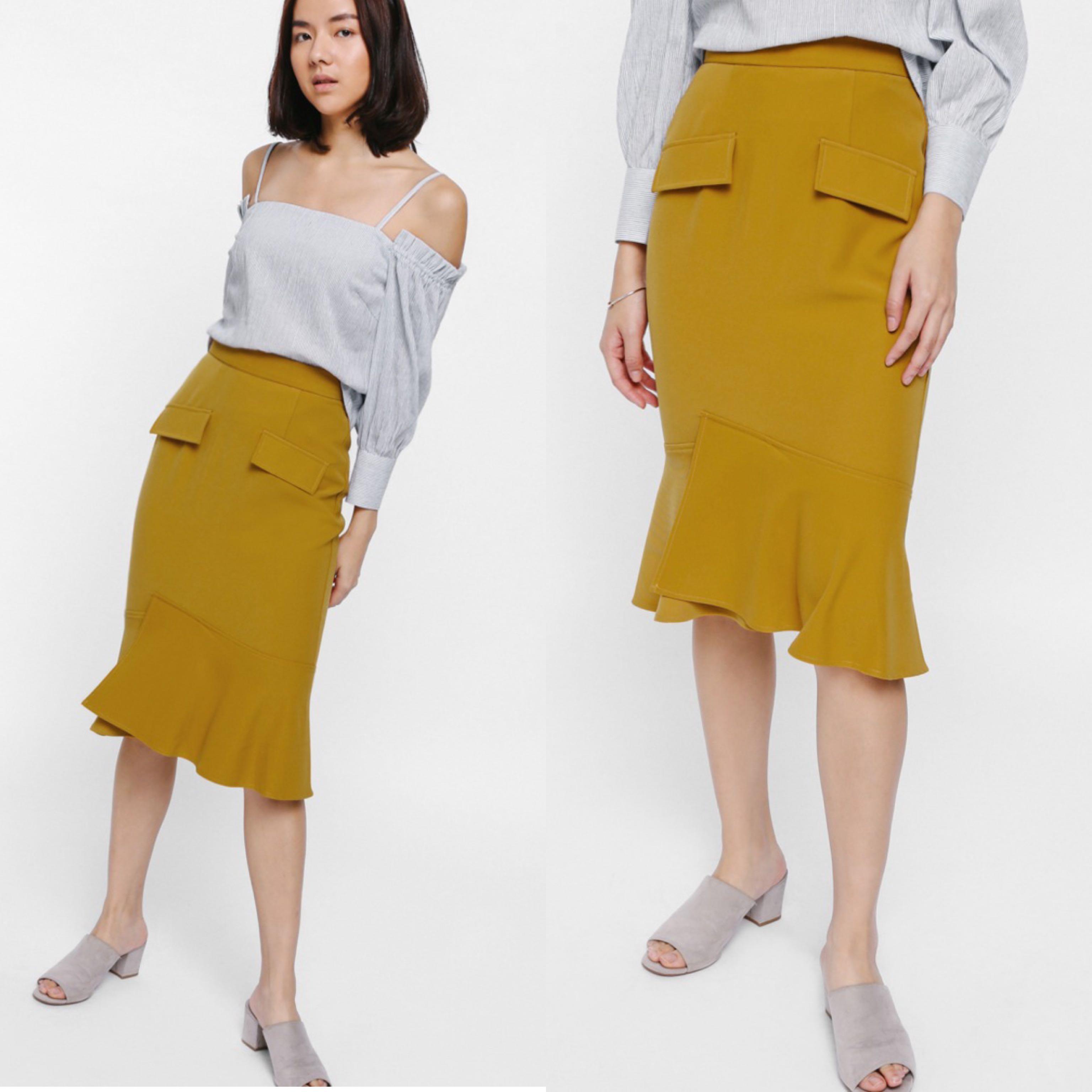 Love Bonito Skyre Asymmetrical Colour Block Skirt, Women's Fashion