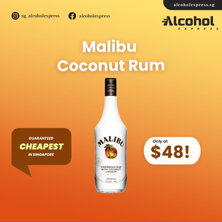 Malibu Coconut Rum 700ml Food Drinks Alcoholic Beverages On Carousell