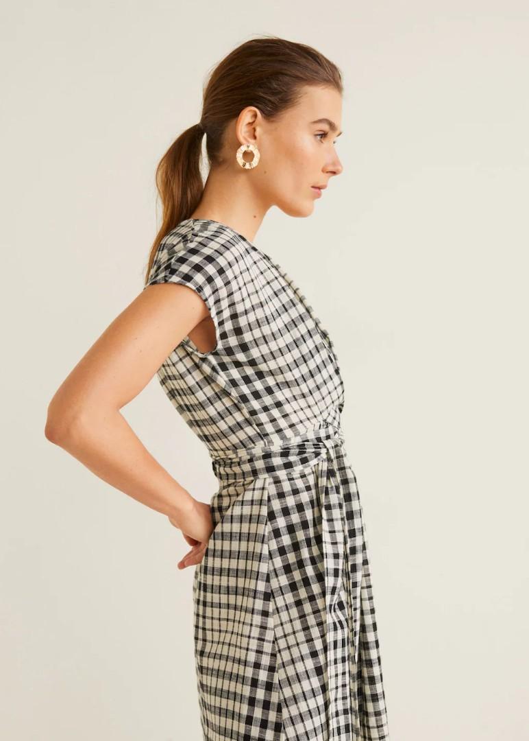 MANGO Check Belted Dress, Women's 